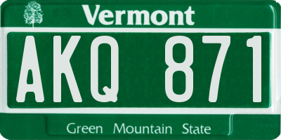 VT license plate AKQ871