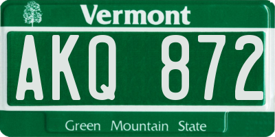 VT license plate AKQ872