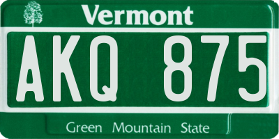 VT license plate AKQ875