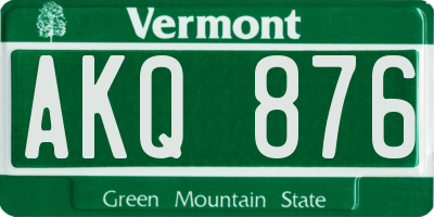 VT license plate AKQ876