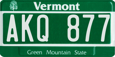 VT license plate AKQ877