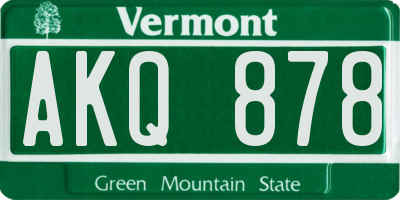 VT license plate AKQ878