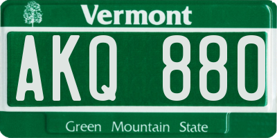 VT license plate AKQ880