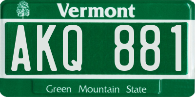 VT license plate AKQ881