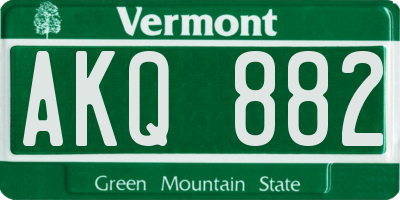 VT license plate AKQ882