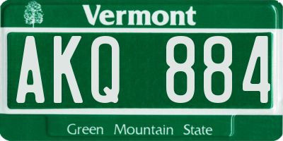 VT license plate AKQ884