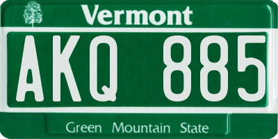 VT license plate AKQ885