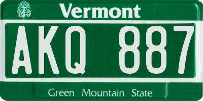 VT license plate AKQ887