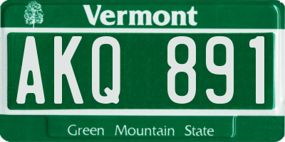 VT license plate AKQ891
