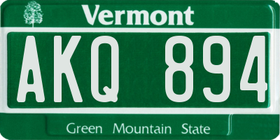 VT license plate AKQ894