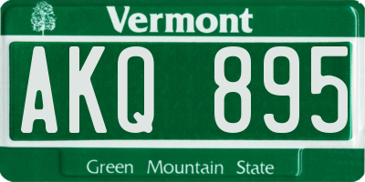 VT license plate AKQ895