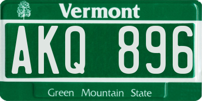 VT license plate AKQ896