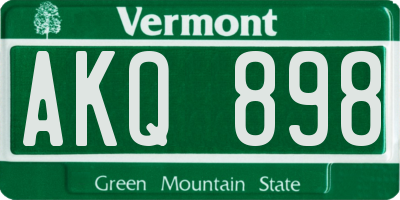VT license plate AKQ898