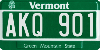 VT license plate AKQ901