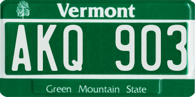 VT license plate AKQ903