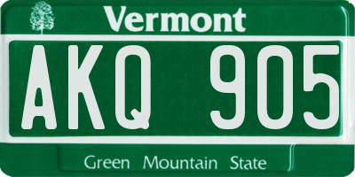 VT license plate AKQ905