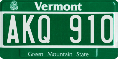 VT license plate AKQ910