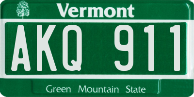 VT license plate AKQ911