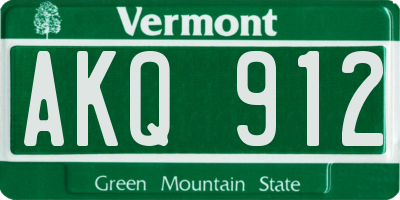 VT license plate AKQ912