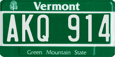 VT license plate AKQ914