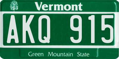 VT license plate AKQ915