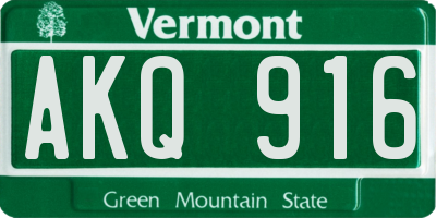 VT license plate AKQ916