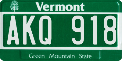 VT license plate AKQ918