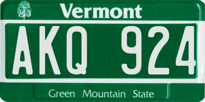 VT license plate AKQ924