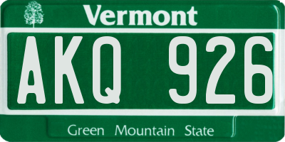 VT license plate AKQ926