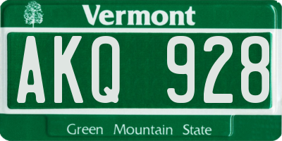 VT license plate AKQ928