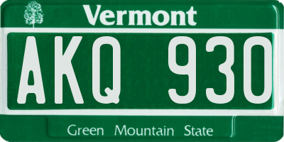 VT license plate AKQ930