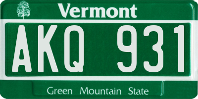 VT license plate AKQ931