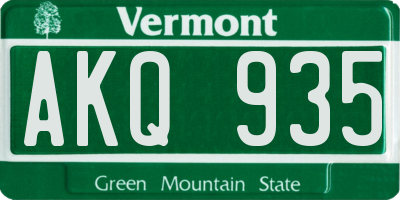 VT license plate AKQ935