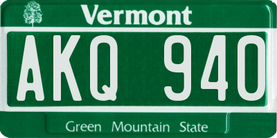 VT license plate AKQ940