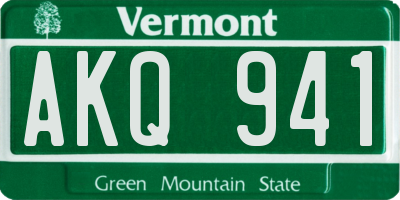 VT license plate AKQ941