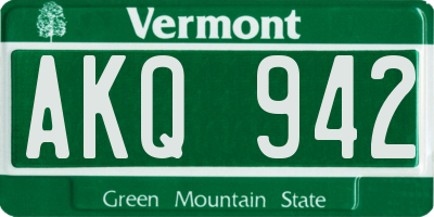 VT license plate AKQ942