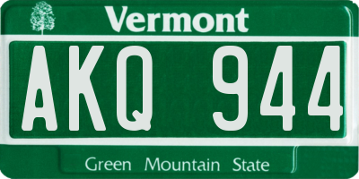 VT license plate AKQ944