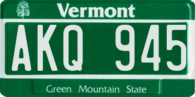 VT license plate AKQ945