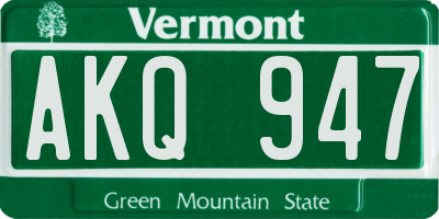 VT license plate AKQ947