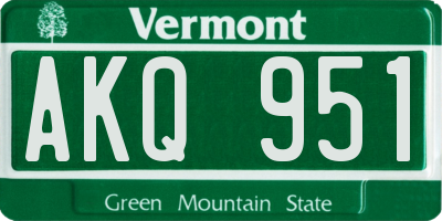 VT license plate AKQ951