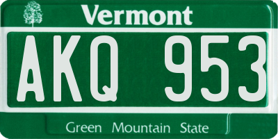 VT license plate AKQ953