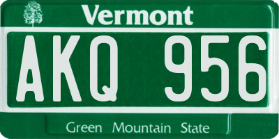 VT license plate AKQ956