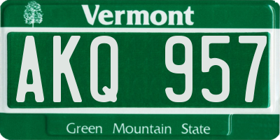 VT license plate AKQ957