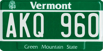 VT license plate AKQ960