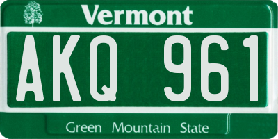 VT license plate AKQ961