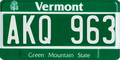 VT license plate AKQ963
