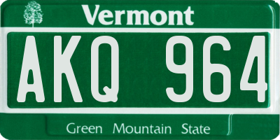 VT license plate AKQ964