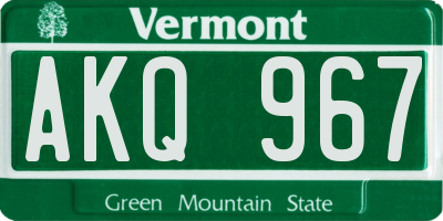 VT license plate AKQ967