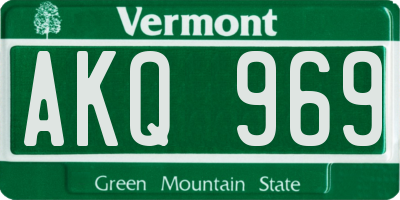 VT license plate AKQ969