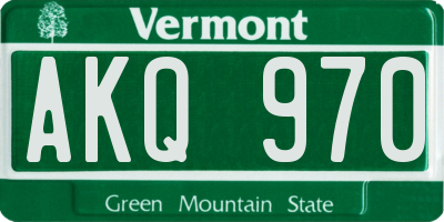 VT license plate AKQ970